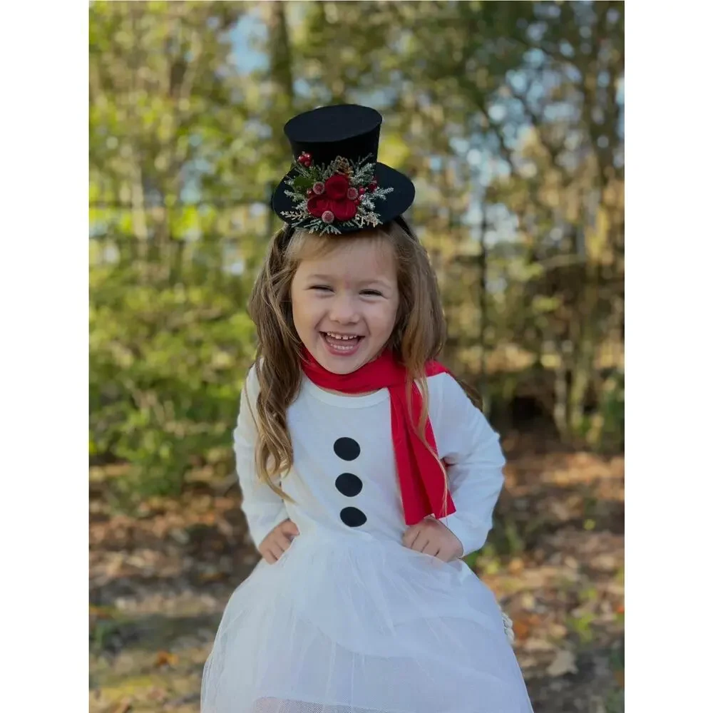 Eleina May & Co Christmas Floral Snowman Hat Headband  Holiday